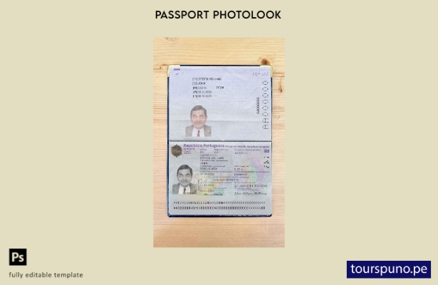 Plantilla de apariencia fotográfica del pase de Portugal (presente) lista para i